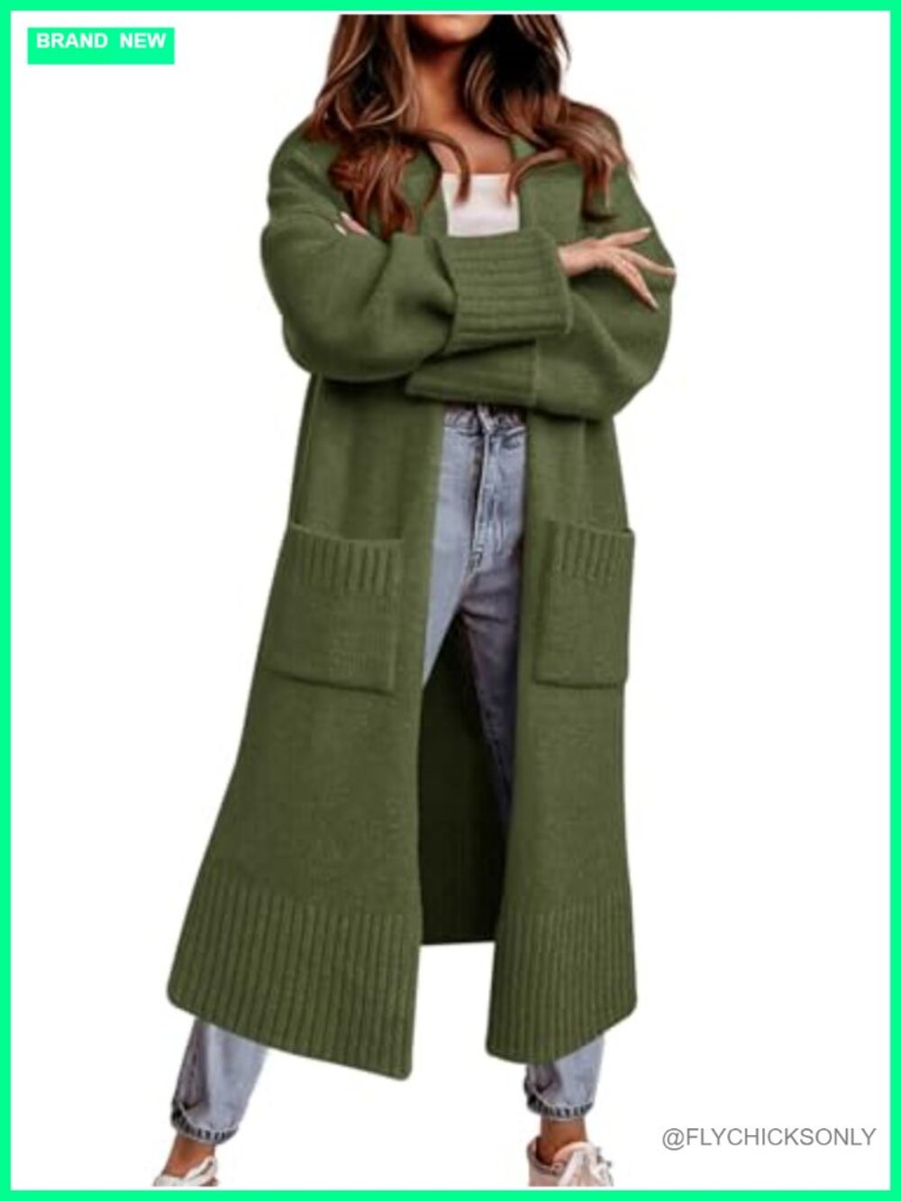 Open Front Knit Cardigan Duster Oversized Long Sleeve Sweater